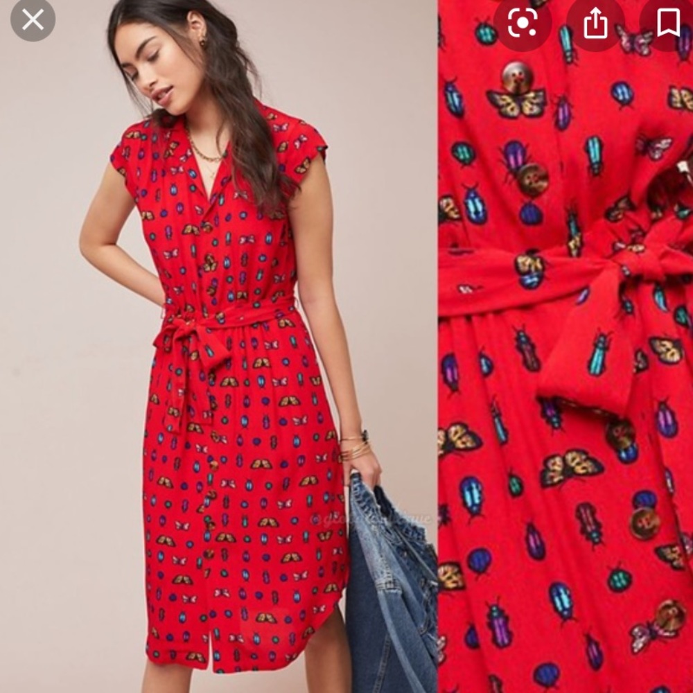 Anthropologie butterfly button down dress